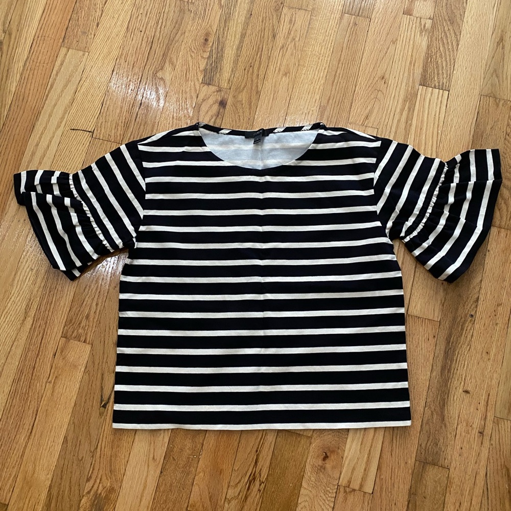 J.Crew black and white Striped cotton Top S 4 6